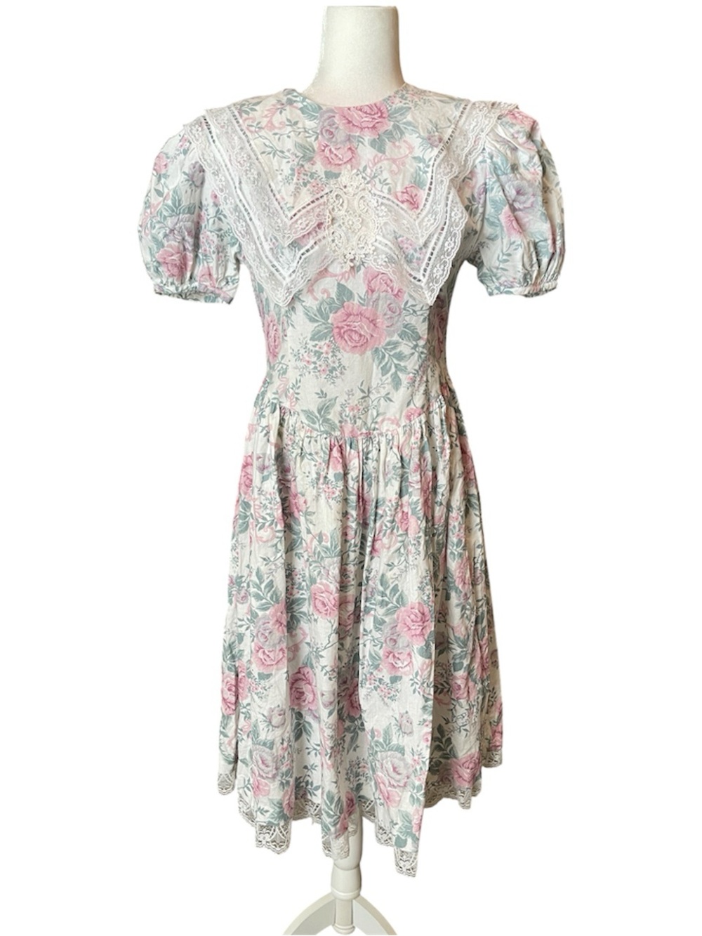 Vintage Jessica McClintock  Gunne Sax Cottage Core Floral Lace Dress Size 12
